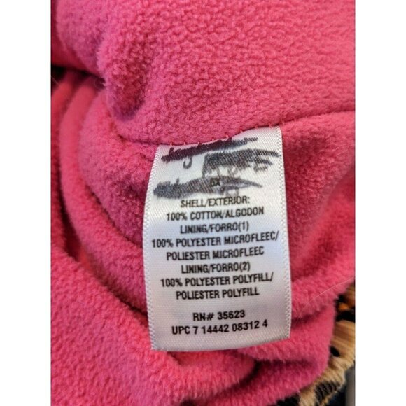 Girls Size 6X Puffer Vest Brown Leopard Print Pockets Pink Snaps Fleece Lined - Picture 4 of 4